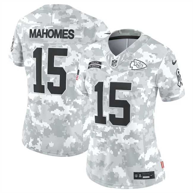 Womens Kansas City Chiefs #15 Patrick Mahomes 2024 F.U.S.E Arctic Camo Salute To Service Limited Stitched Jersey Dzhi